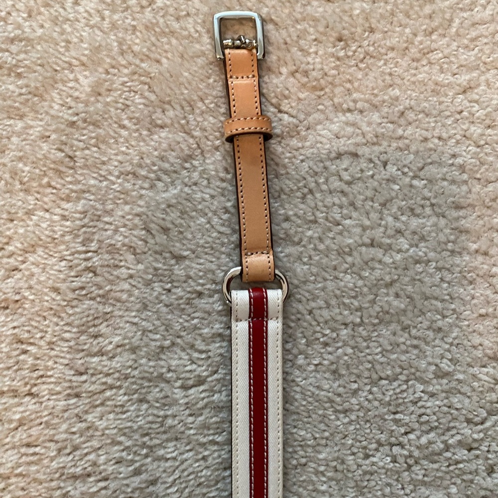 Coach leather red, white, and tan belt